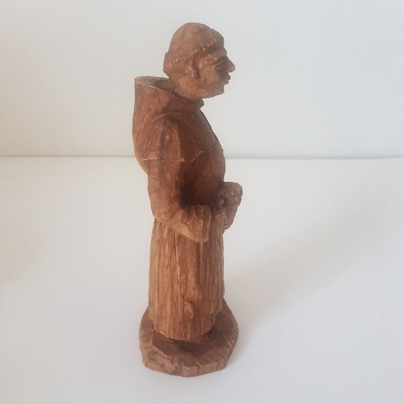 Vintage FRIAR Hand Carved Wood Sculpture with Beer Mug Unmarked Very Detailed - Picture 4 of 12